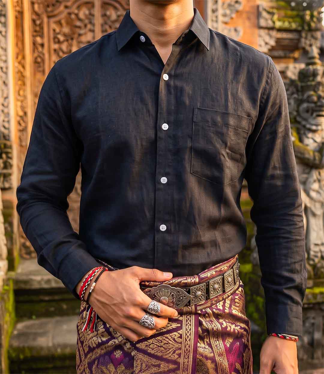 Pakaian Adat Bali Lengan Panjang Hitam